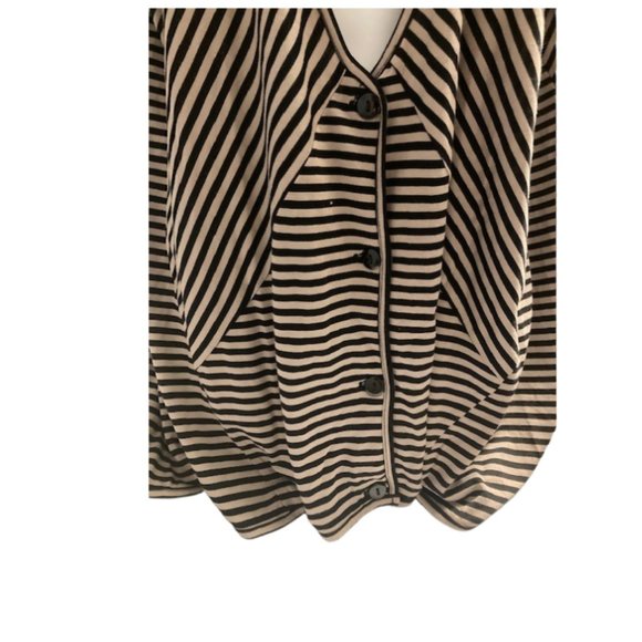 Long Sleeve Plunge V-Neck Stripe Cardigan - Picture 2 of 7